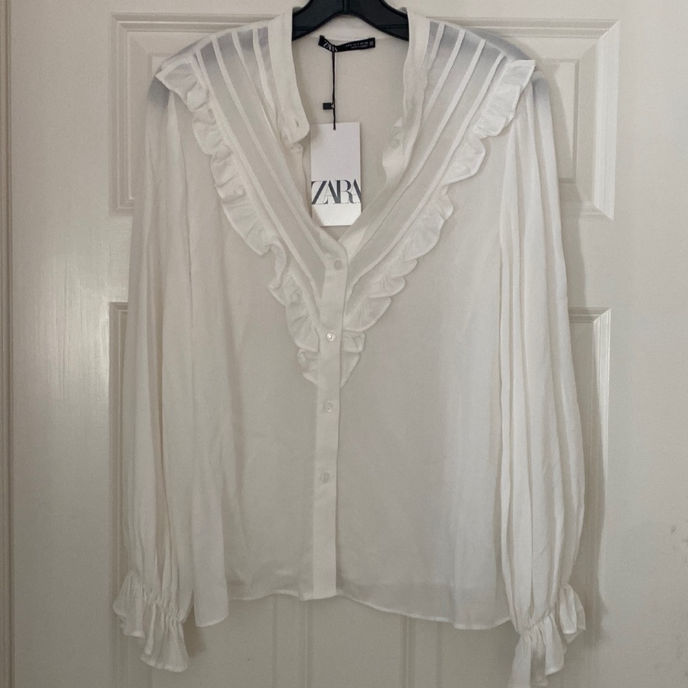 Zara white blouse - size small- NWT